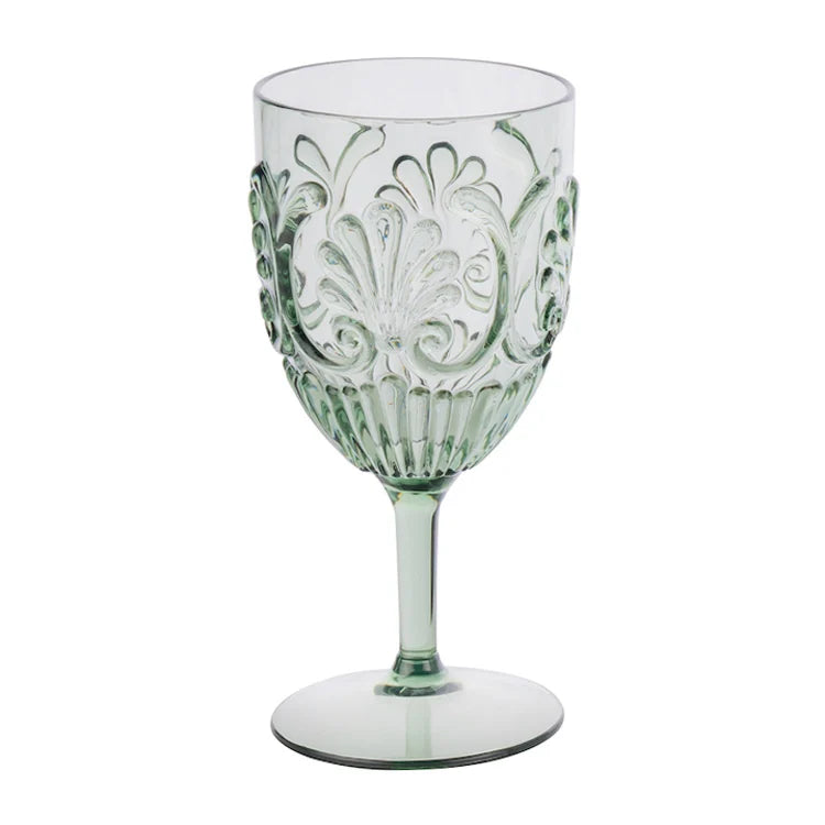 Acrylic Wine Glass Scollop - Sage Green