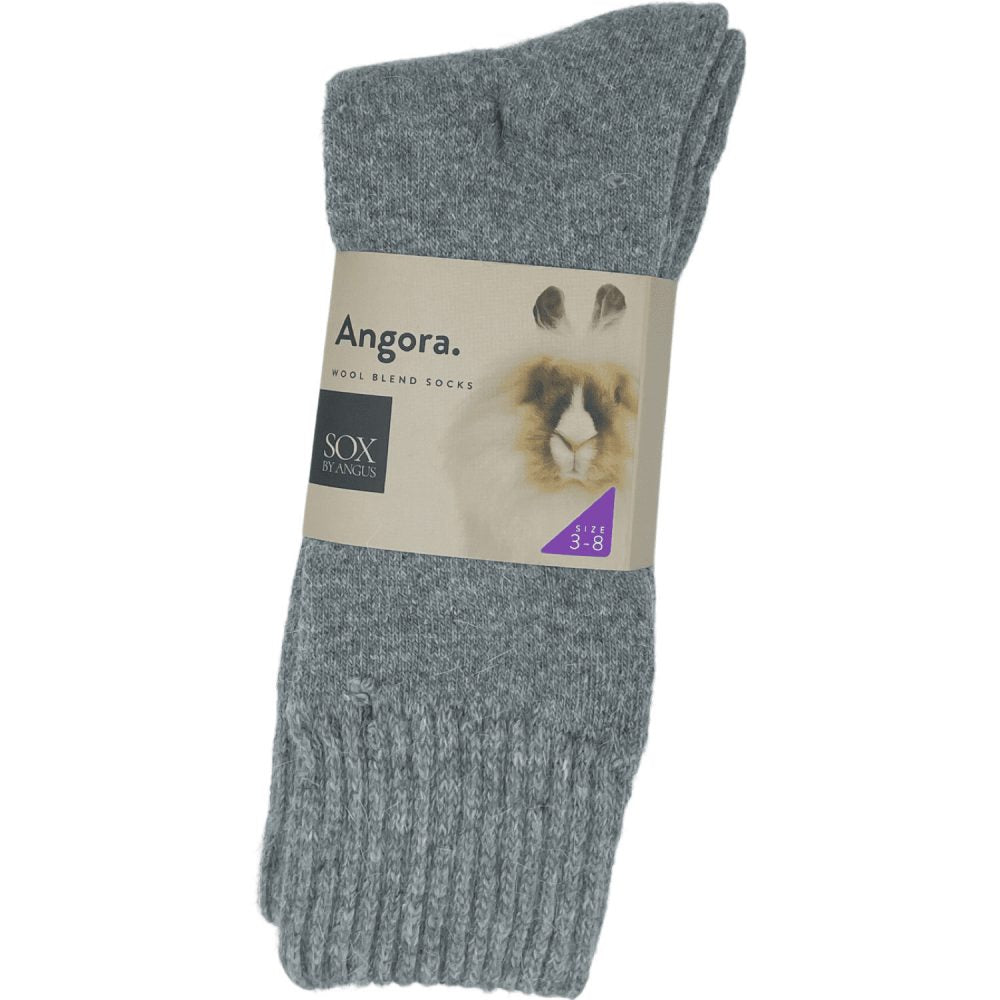 Angora Wool Blend Socks 2 Pair Pack - Light Grey/Charcoal SIZES 3-8