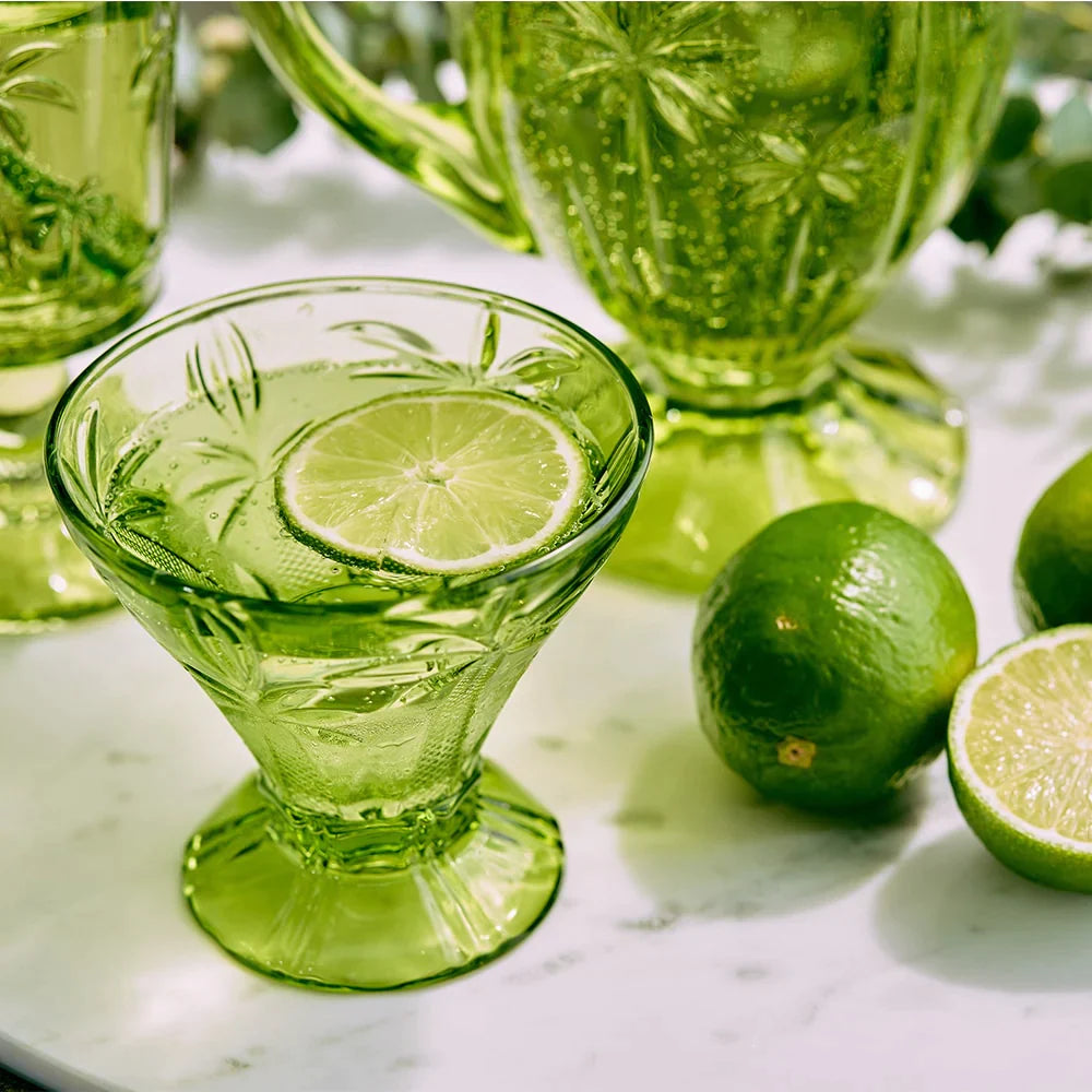 Cocktail Glass Set  4- Palm Tree Green