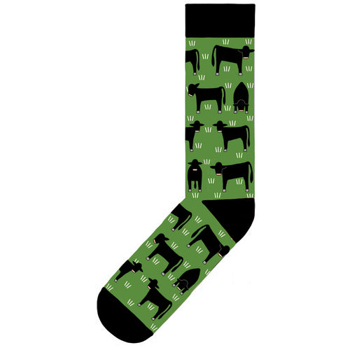 Red Tractor Designs - Angus Green Cotton Socks (Size 2-8)
