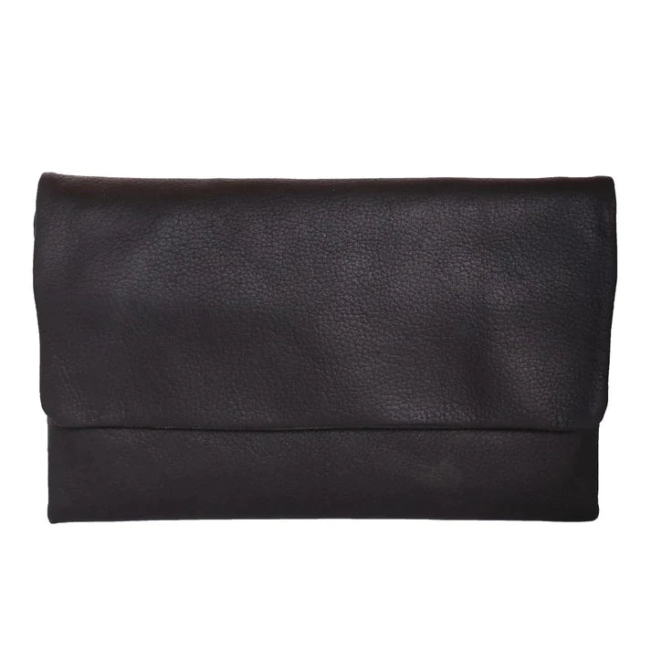 Oil Pull-up Leather Ladies Wallet - Black