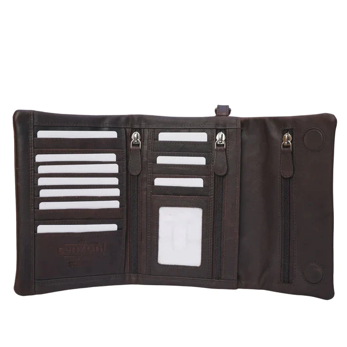 Oil Pull up Leather Wallet - Dark Brown