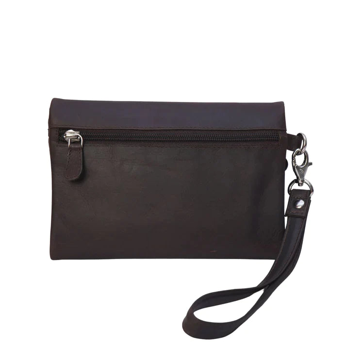 Oil Pull up Leather Wallet - Dark Brown