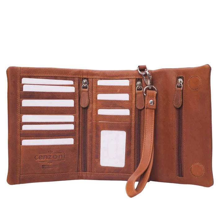 Oil Pull Up Leather Ladies Wallet - Tan
